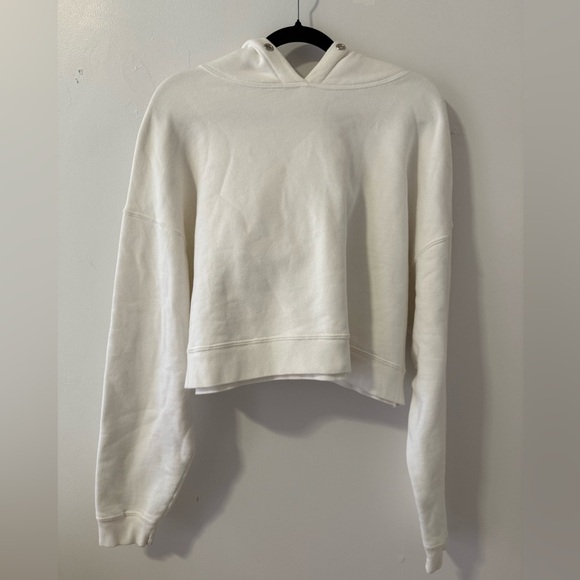 Re/Done White Cropped Oversized Hoodie - Picture 1 of 4
